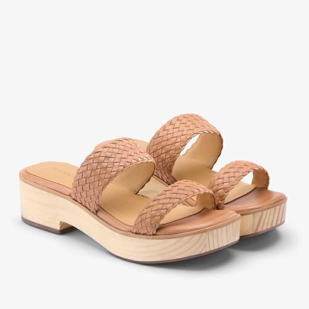 Nisolo Ellie All Day Woven Leather Clog in Almond Size 8